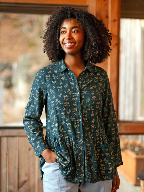 Magical Mushroom Blouse - Dark Teal