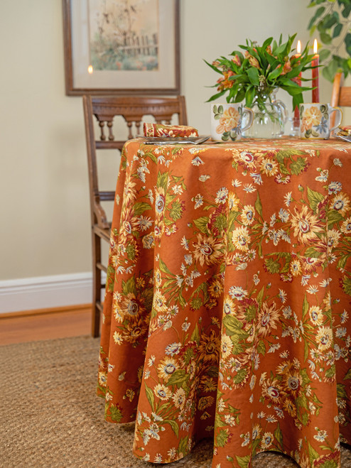 Marguerite Round Cloth - Rust
