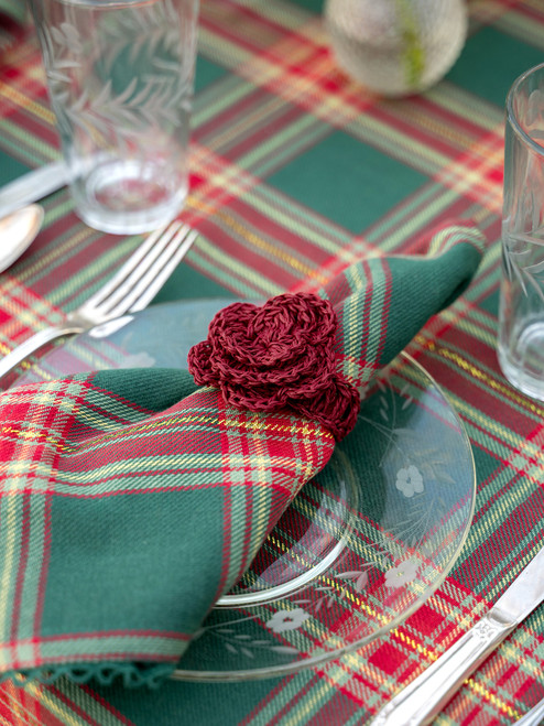 Raffia Napkin Ring Set of 4 - Red