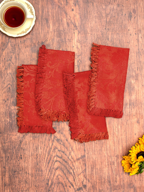 Lyric Jacquard Napkin Set of 4 - Rust Lyric Jacquard Napkin Set of 4 - Rust