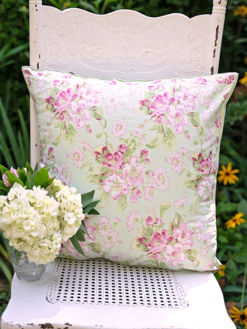 Apple Blossom Cushion Cover - Light Green
