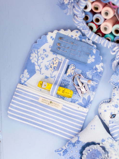 Porcelain Patchwork Sewing Kit - Blue