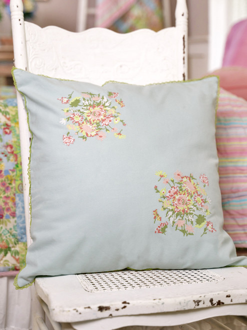 Bouquet Cushion Cover - Aqua