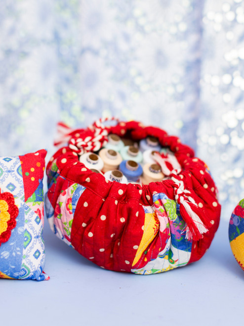 Primary Patchwork Sewing Drawstring Bag - Multi