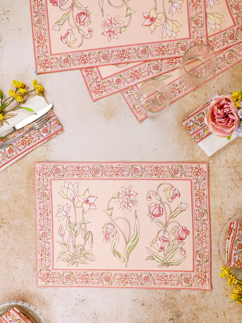 Ajmeer Placemat Set of 4 - Peach