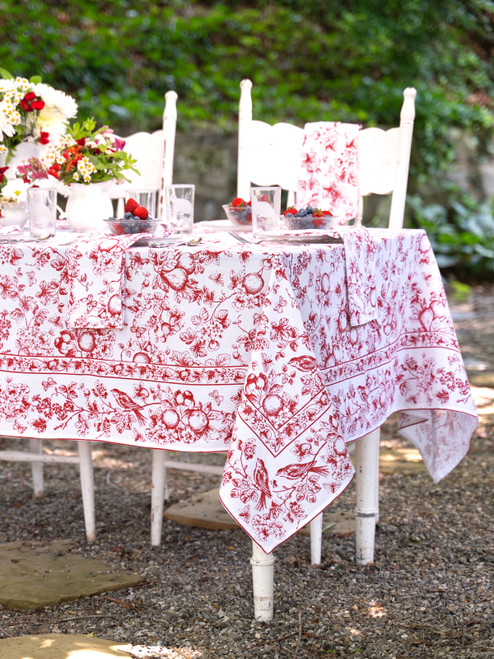 Delicate Blossom Tablecloth - Red