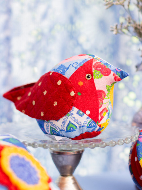 Primary Patchwork Bird Pin Cushion - Multi