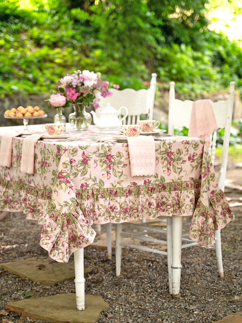 Sweet Pea Ruffle Tablecloth - Rose