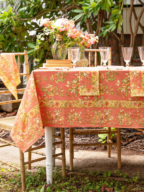 Sweet Pea Tablecloth - Coral