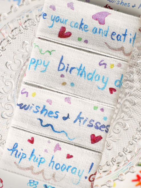 Happy Birthday Watercolor Napkin Ring Set of 4 - Multi
