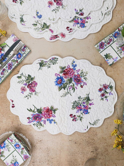 Russian Chintz Quilted Placemat Set of 4 - Ivory