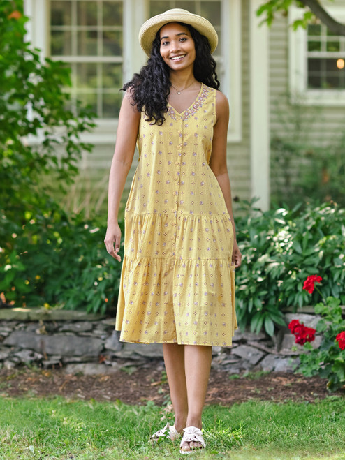 Calais Fleur Sundress - Soft Gold