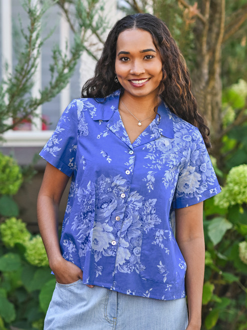 Avonlea Camp Blouse - Blue