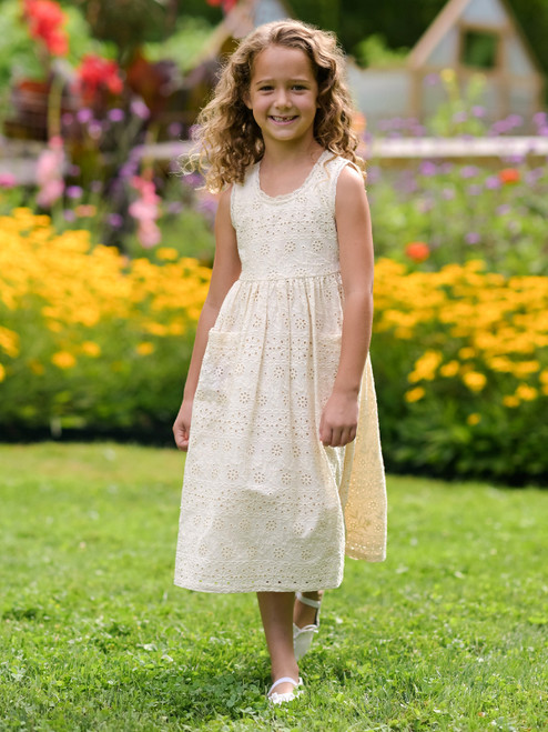 Garden Tour Kids Dress - Ecru