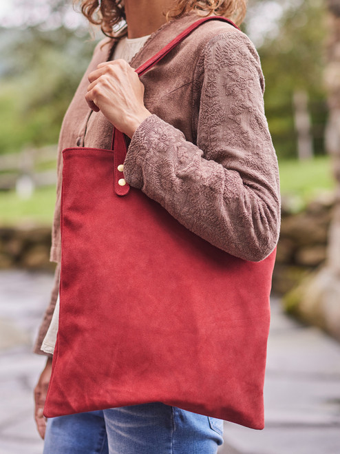 Suede Tote Bag - Suede Red