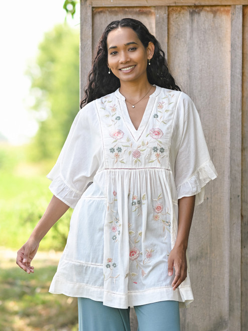 Cottage Embroidered Tunic - Ivory