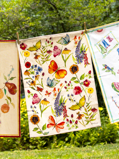 Garden Tea Towel - White