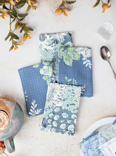 Beautiful Blues Tiny Towel Bundle Set of 4 - Blue