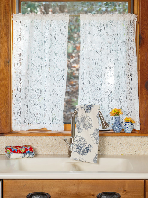 Colette Lace Cafe Curtain Set of 2 - White