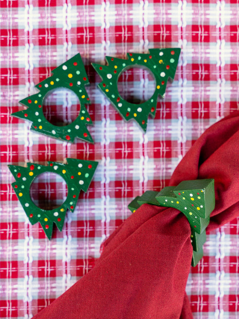 Tree Napkin Ring Set of 4 - Green