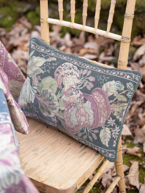 Blooming Jungle Velvet Cushion Cover - Charcoal
