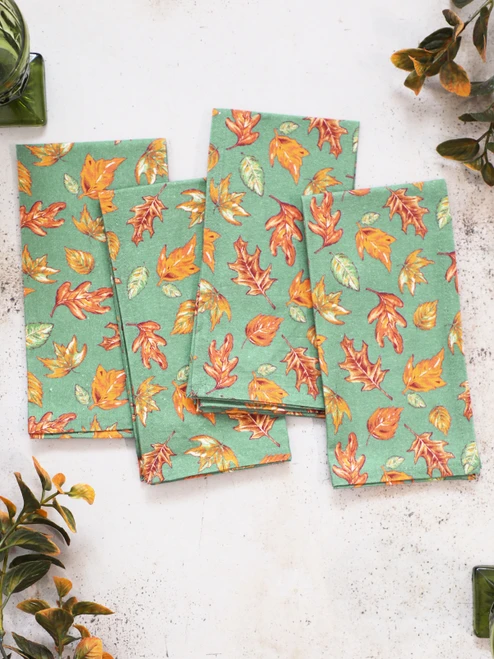 Fall is Here Napkin Set of 4 - Jade