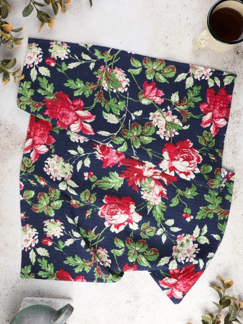 Greta's Garden Tea Towel Set of 2 - Navy