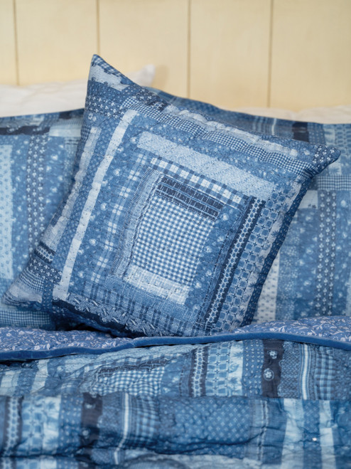 Harmony Patchwork Cushion Cover - Blue
