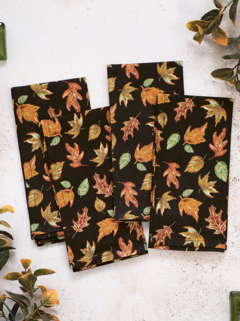 Fall is Here Napkin Set of 4 - Black