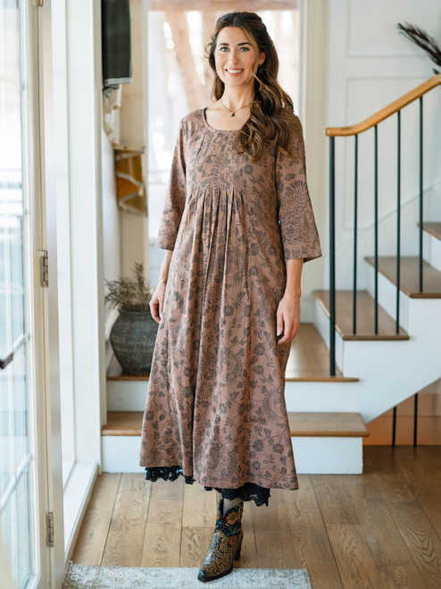Peacock Stroll Dress - Latte