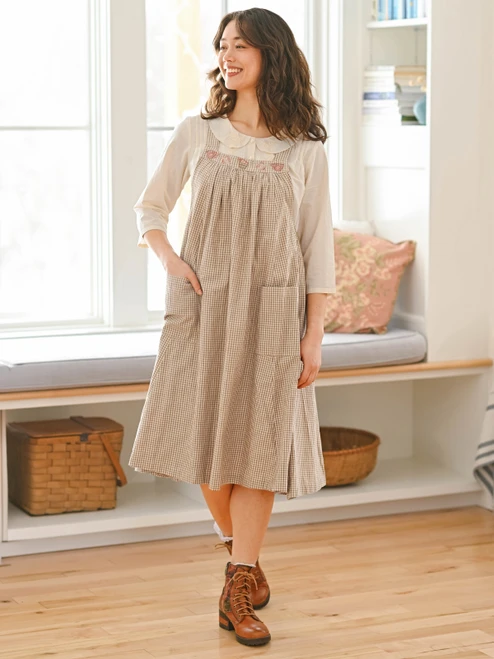 Tea Biscuit Artist Pinafore - Mushroom Check