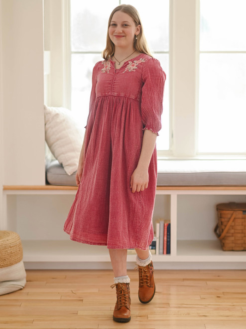 Celeste Young Adult Dress - Sunwashed Red