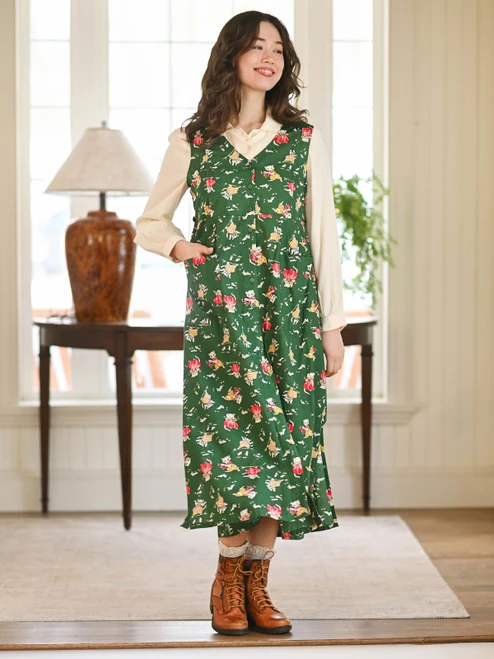 Kitten's Mittens Pinafore Dress - Green