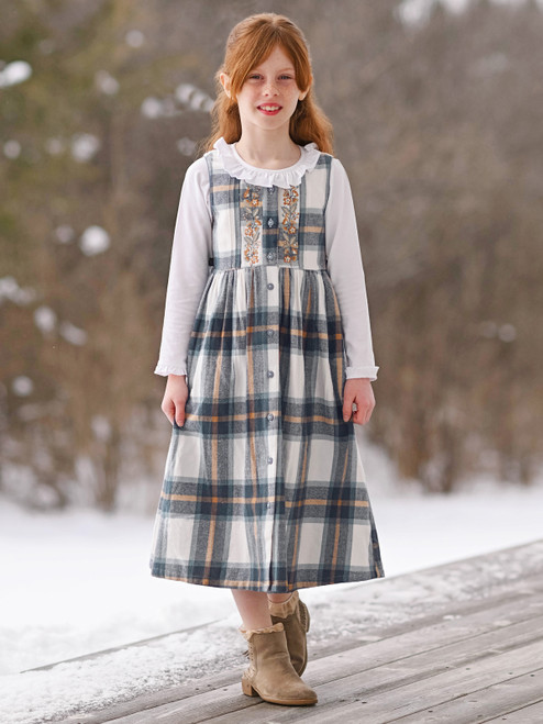 Sky Plaid Kids Dress - Sky
