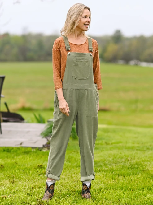 Cowgirl Corduroy Overall - Sage