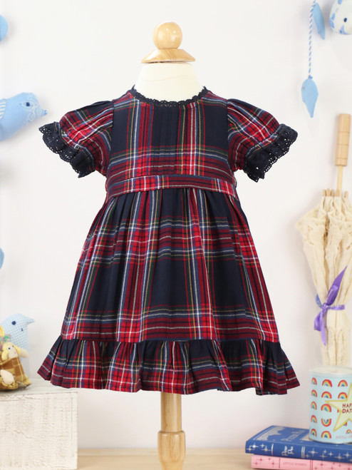 Tasha Plaid Baby Dress - Navy Multi