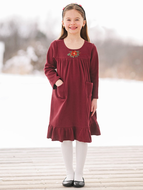 Poinsettia Kids Dress - Red