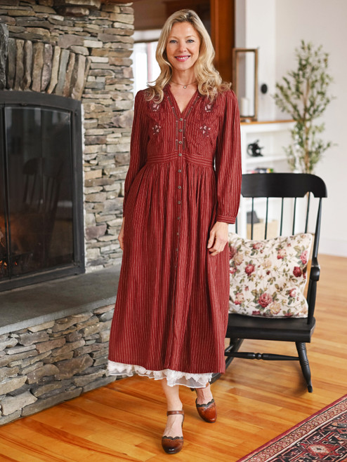 Johanna Stripe Dress - Scarlet