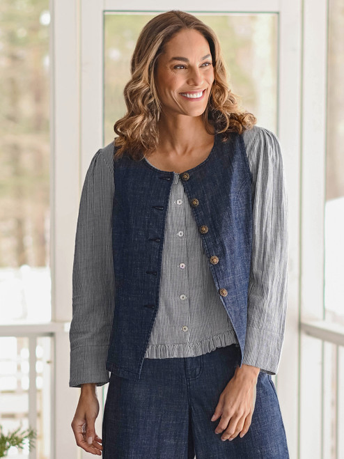 Brooklyn Denim Vest - Dark Denim