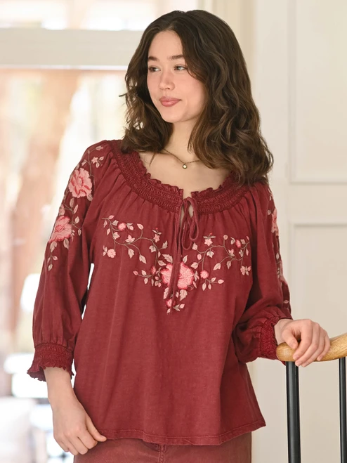 Flowerchild Jersey Blouse - Red