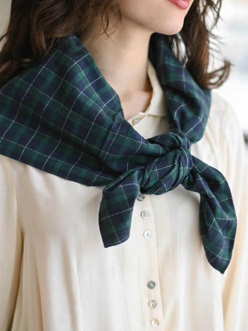 Juniper Check Scarf - Navy Green