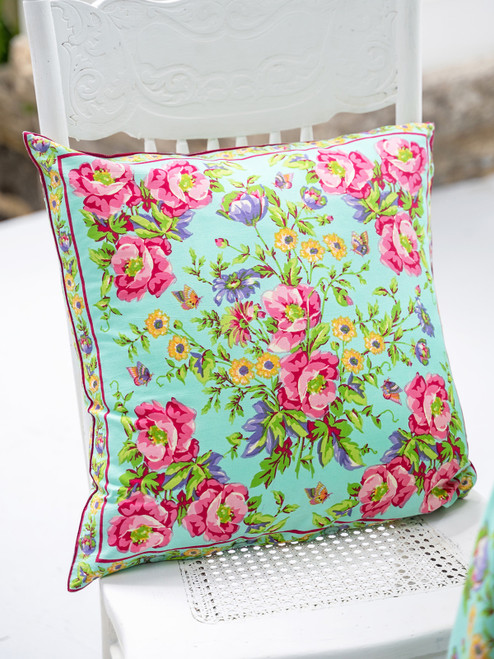 Penny's Patio Cushion Cover - Aqua