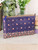 Meadow Flowers Leather Pouch - Blue