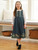 Juniper Check Kids Dress - Navy Green