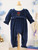Folksong Velour Baby Jumpsuit - Navy