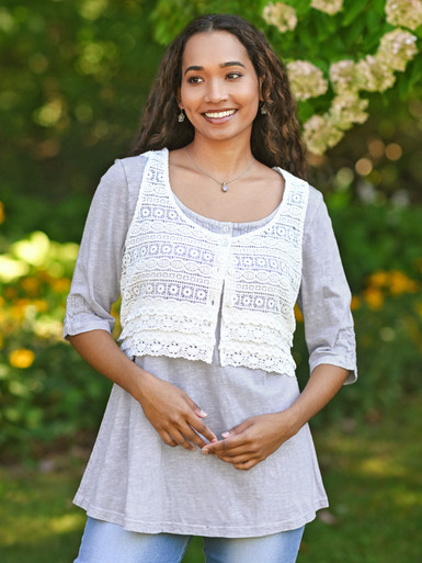 Hamlet Lace Vest - White | Shop Beautiful Designs by April Cornell