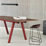 A HAY Boa High Table with stools around it