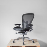 Herman Miller Aeron Size B Graphite  with polished frame and base - re-lived