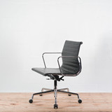 Vitra Eames EA 117 Black Leather with Chrome Base Chair - Re-Lived