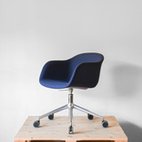 Muuto Fiber Swivel Armchair Upholstered Seat Dark Blue | Re-Lived Muuto Fiber Swivel Armchair Upholstered Seat Dark Blue | Re-Lived